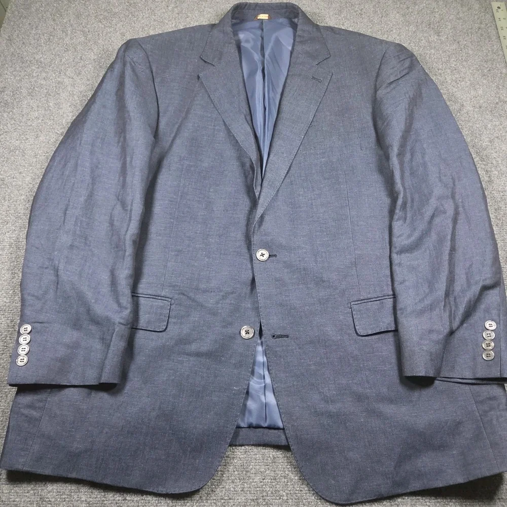 Oak Hill Blazer Men 1XL 46R/48R Blue Linen Blend 2 BTN Sport Jacket